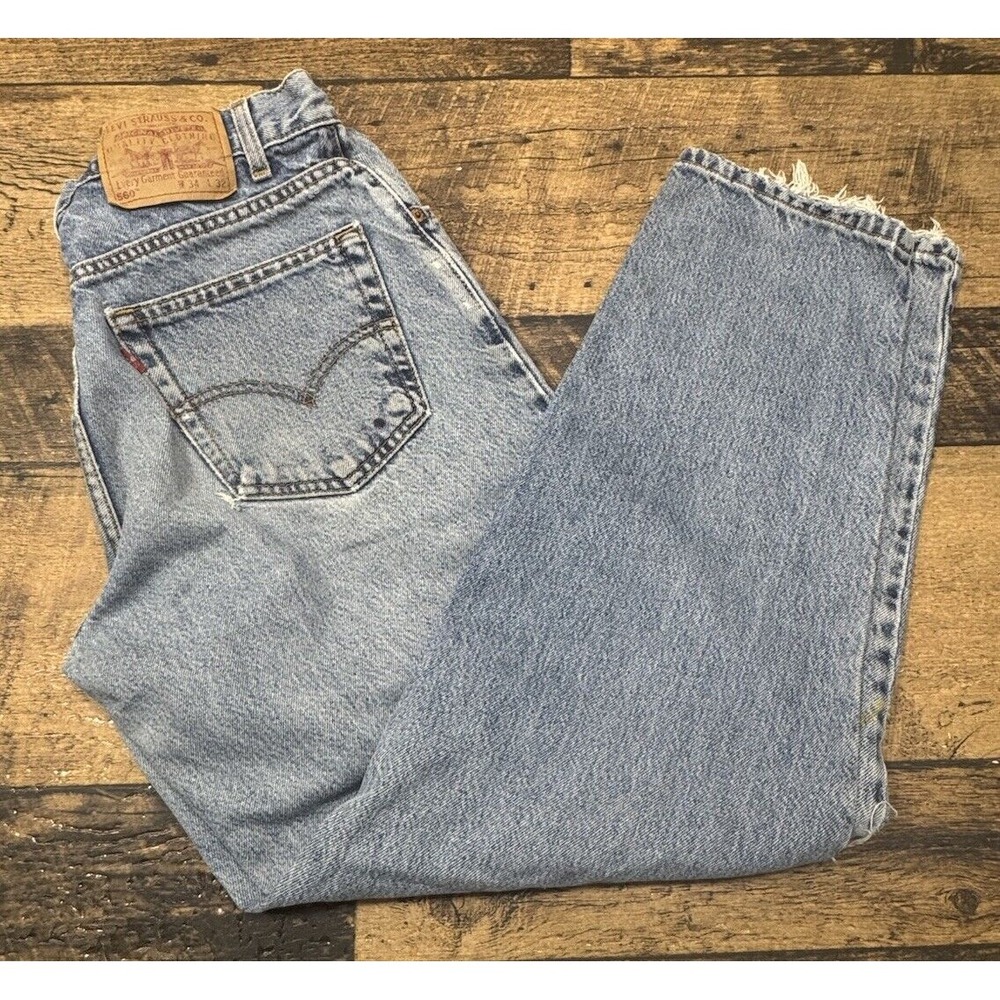 Vintage Levis‎ 560 Jeans Men 34x32 (fit 33x30) Tapered Denim Pants Thrashed